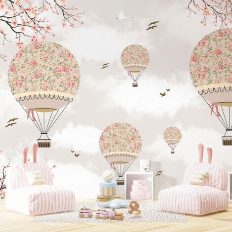 Papier peint panoramique Enfants - Montgolfières - 390 cm x 260 cm