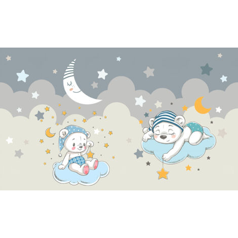 Papier peint panoramique Enfants - Oursons Etoiles - 130 cm x 78 cm