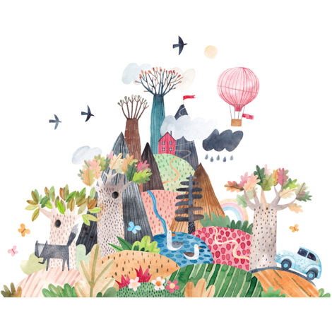 Papier peint panoramique Enfants - Village - 130 cm x 102 cm