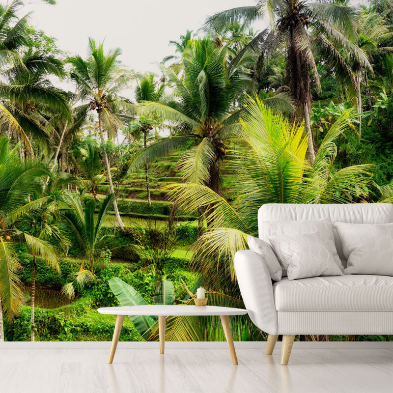 Papier peint panoramique exotique paysage de riziere