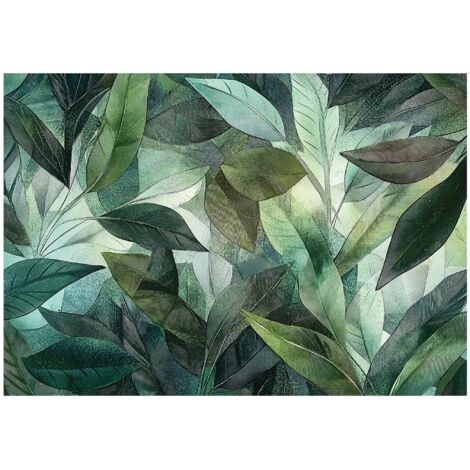 Papier peint panoramique feuilles nature jungle intissé 150x105 cm mural salon chambre petit format