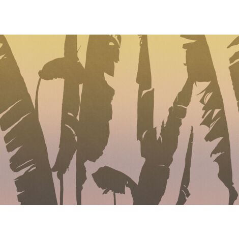 papier peint panoramique feuilles tropicales marron  - Komar