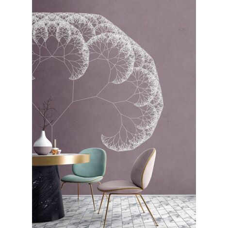 Papier peint panoramique fleur de pissenlit | Tapisserie panoramique tendance violette et blanche | Papier peint panoramique pour chambre de fille - 270 x 400 cm (4 pièces)