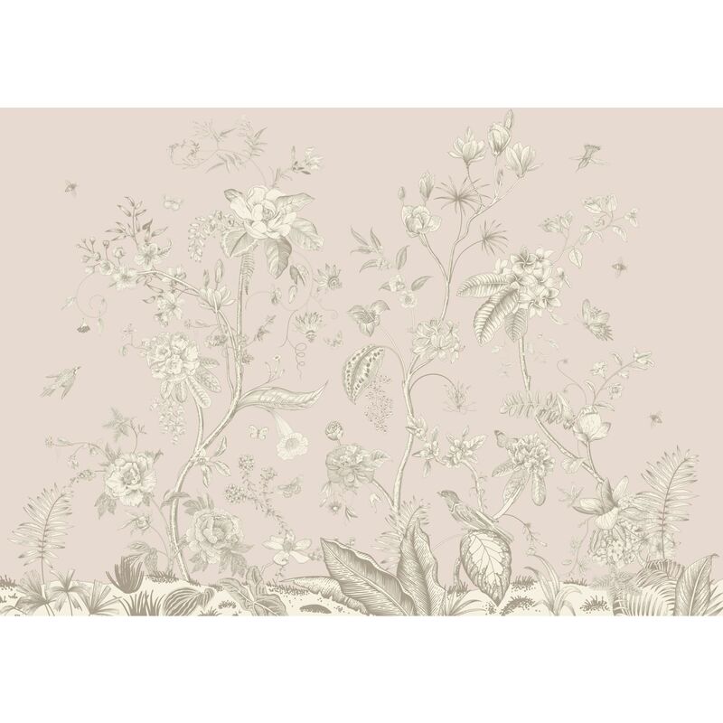 Sanders&sanders - papier peint panoramique fleurs beige