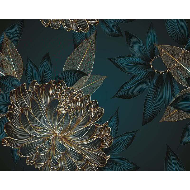 Sanders&sanders - papier peint panoramique fleurs bleu profond