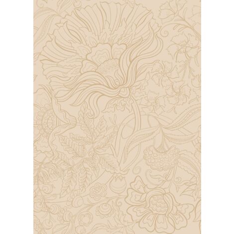 papier peint panoramique fleurs beige  - ESTAhome