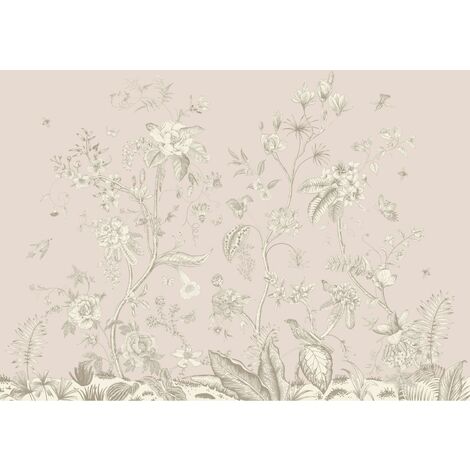 papier peint panoramique fleurs beige  - Sanders & Sanders