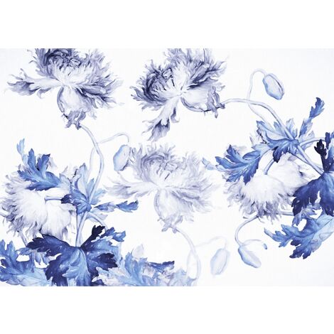 papier peint panoramique fleurs bleu  - Komar