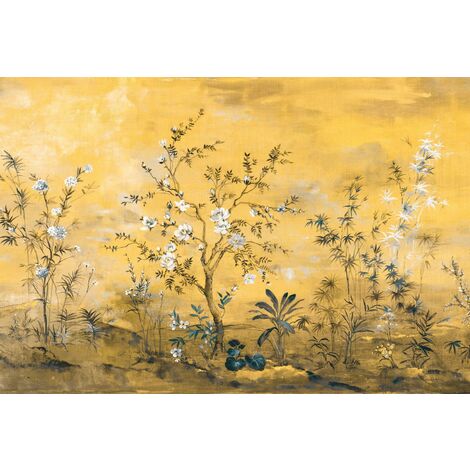 papier peint panoramique fleurs jaune ocre  - Komar