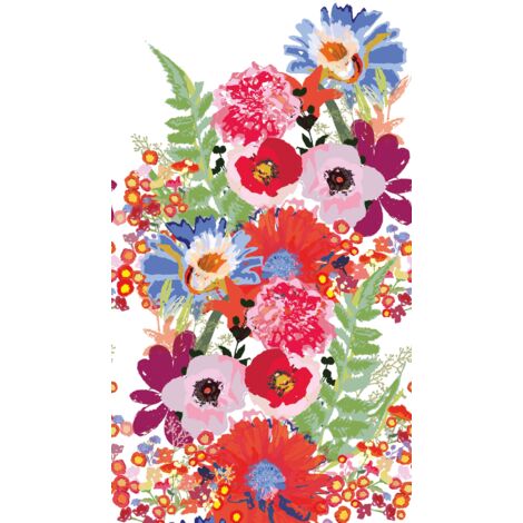 papier peint panoramique fleurs multicolore, blanc, rouge, lilas violet et vert - Livingwalls