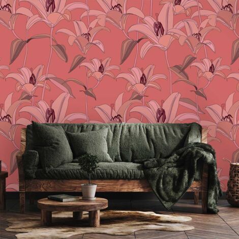 Papier peint panoramique fleurs pinky papier peint