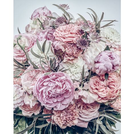 papier peint panoramique fleurs rose  - Komar