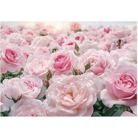 Papier peint panoramique fleurs roses pastel intissé 150x105 cm mural salon chambre petit format
