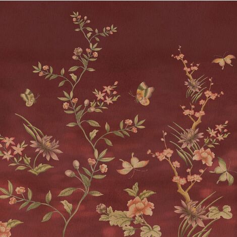 papier peint panoramique fleurs rouge  - Komar