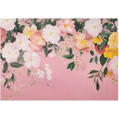 Papier peint panoramique fleurs suspendues roses feuilles 400x280 cm mural salon chambre grand format