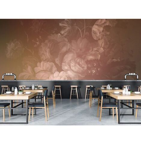 Papier peint panoramique fleurs vert et blanc Tapisserie panoramique florale zen salle à manger Papier peint panoramique nature idéal restaurant