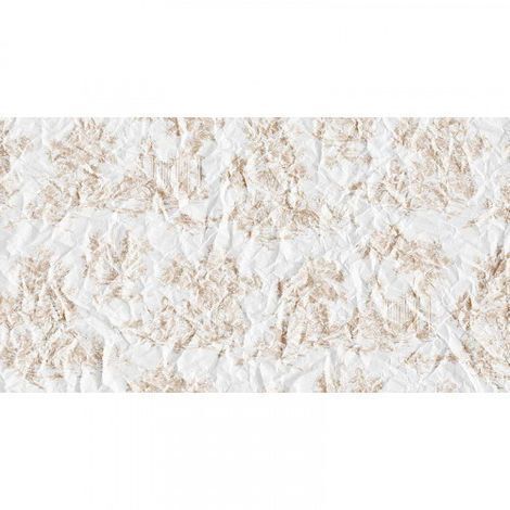 Papier peint panoramique floral & arbre pour salon Tapisserie panoramique blanc & beige pour chambre Papier peint panoramique 3D effet papier froissé