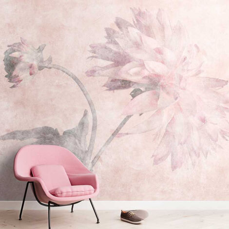 Papier peint panoramique floral rose Tapisserie panoramique fleurie vintage pour salon Papier peint panoramique romantique cuisine