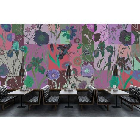 Papier peint panoramique floral tendance Tapisserie panoramique multicolore et lumineux Papier peint panoramique nature idéal restaurant