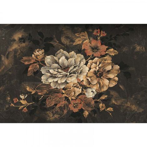 Papier peint panoramique floral vintage chambre Tapisserie panoramique fleurie effet textile Papier peint panoramique motif fleur pour cage d'escalier