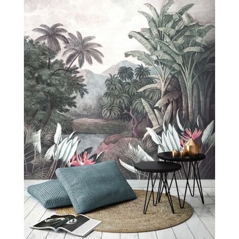 Papier peint panoramique Forêt Tropicale 280 x 300cm Multicolore - Multicolore