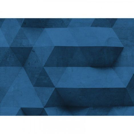 Papier peint panoramique géométrique bleu Tapisserie panoramique bleue béton style industriel Papier peint panoramique moderne 3D