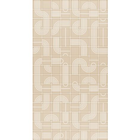 papier peint panoramique graphique 3D beige  - ESTAhome