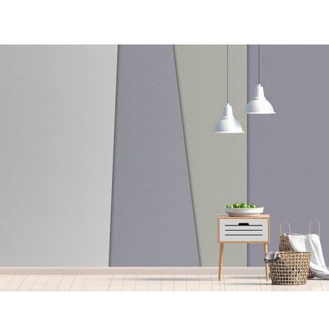 Papier peint panoramique gris géométrique Tapisserie panoramique grise moderne pour cuisine Papier peint panoramique pour cage d'escalier