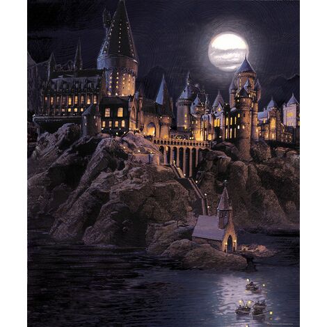 Papier peint panoramique Harry Potter Poudlard 2.7 x 2.25 m – Intissé facile à poser – Écologique certifié FSC – Décoration chambre enfant/ado