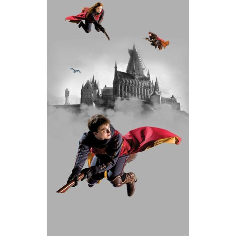 papier peint panoramique Harry Potter Poudlard gris et rouge  - Sanders & Sanders