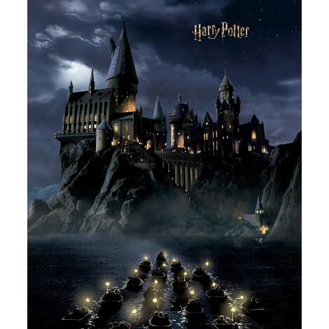 papier peint panoramique Harry Potter Poudlard noir et bleu foncé  - Sanders & Sanders