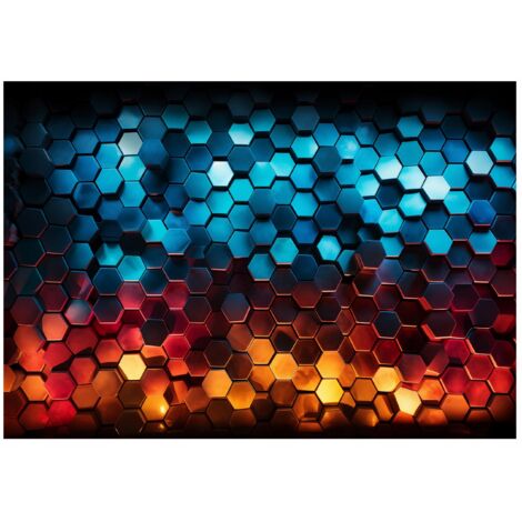 Papier peint panoramique hexagones 3D colorés déco murale moderne – 200 x 140 cm Wallarena