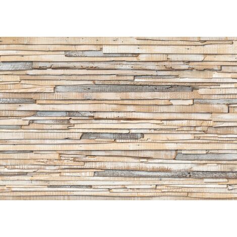 papier peint panoramique imitation bois beige  - Komar