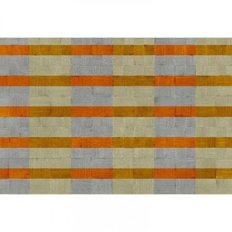 Papier peint panoramique imitation bois coloré Tapisserie panoramique grise, bleue et marron Papiers peints panoramiques à rayures moderne