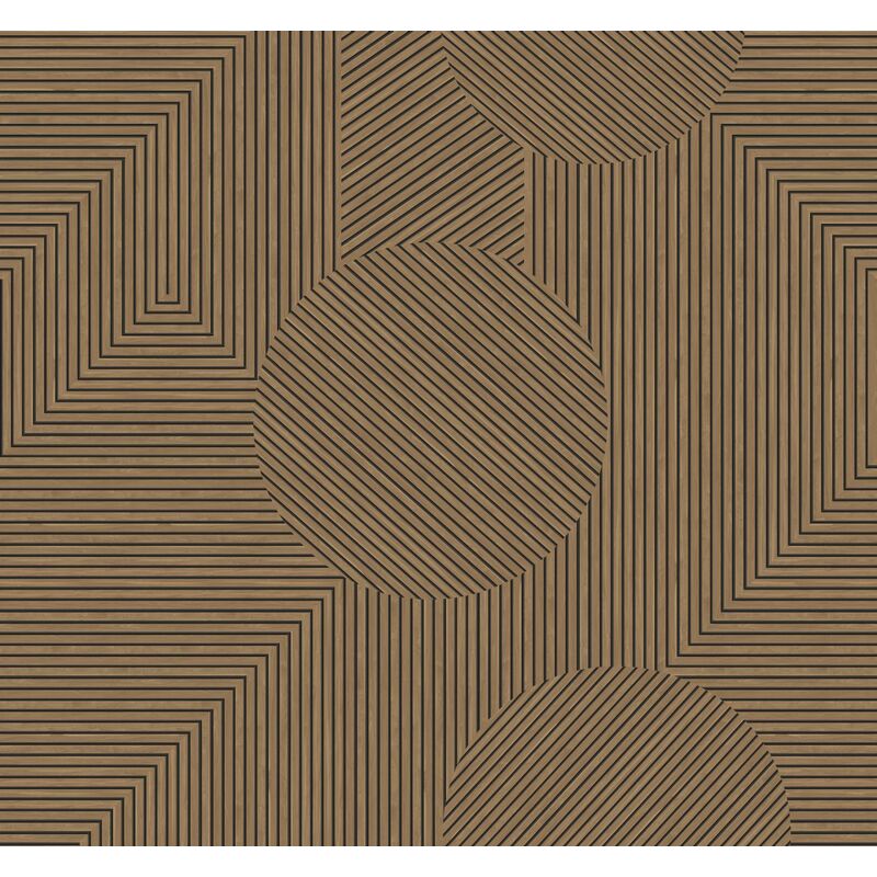 Papier peint panoramique imitation bois en 3D marron Origin Wallcoverings