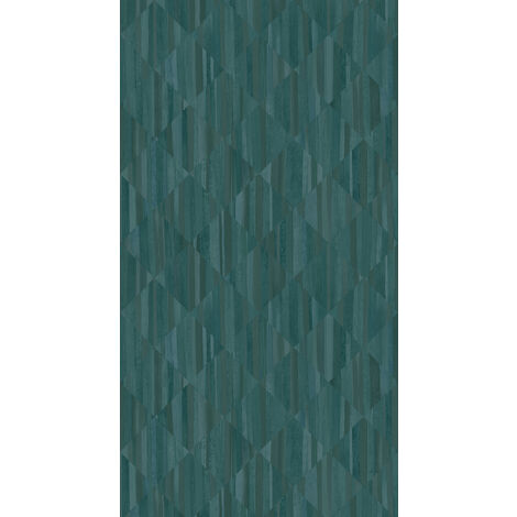 papier peint panoramique imitation bois en 3D bleu canard  - Origin Wallcoverings
