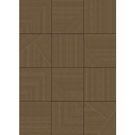 papier peint panoramique imitation bois en 3D marron  - Origin Wallcoverings