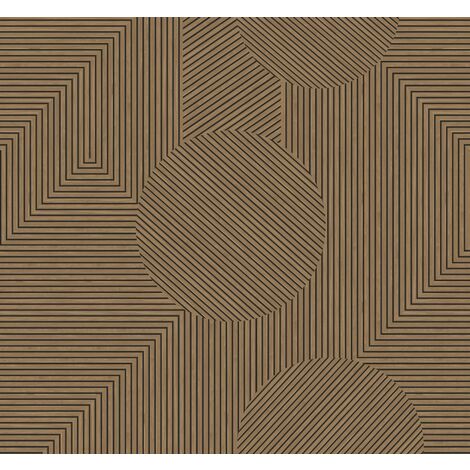 papier peint panoramique imitation bois en 3D marron  - Origin Wallcoverings