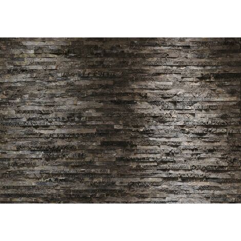 papier peint panoramique imitation bois gris charbon de bois  - Komar