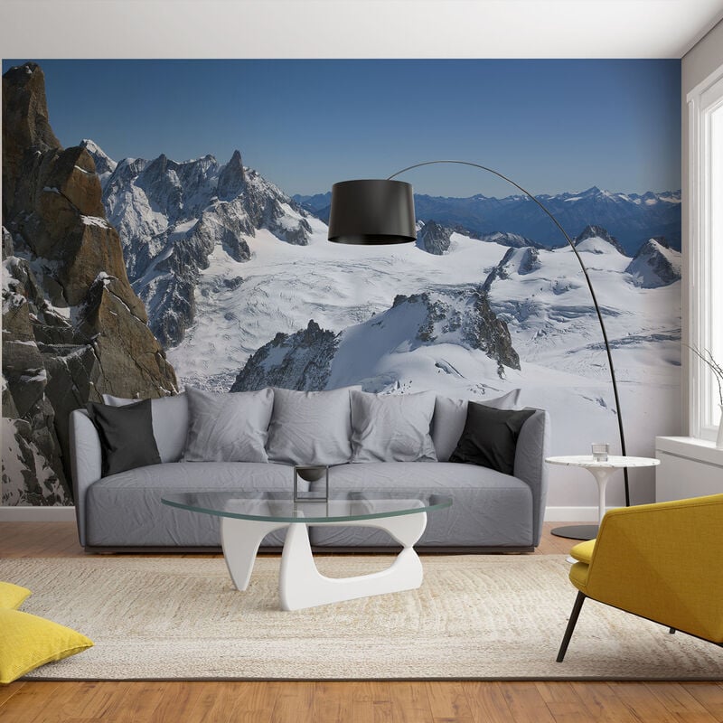 Papier peint intissé panoramique Alpes enneigées 270 cm x 250 cm - Vue spectaculaire sur les montagnes