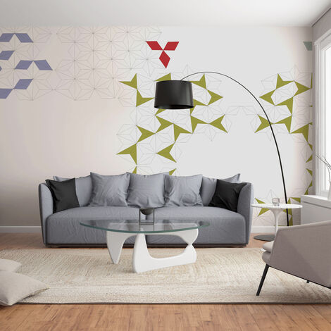 Papier peint panoramique intissé, formes géométriques en arborescence pour une style unique graphic et design, 270 cm X 250 cm - Multicouleur