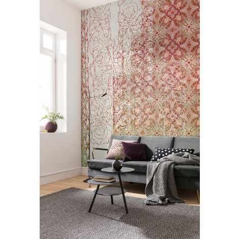 Papier peint panoramique intissée de Komar - Art Nouveau Rouge - Taille: 250 x 280 cm - rouge