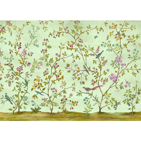Papier peint panoramique intissée de Komar - Oiseaux du Paradis - Taille: 350 x 250 cm - coloré