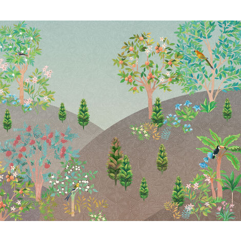 Papier peint panoramique intissée de Komar - Persian Garden - Taille: 300 x 250 cm - coloré