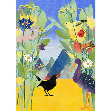 Papier peint panoramique intissée de Komar - Twittering - Taille: 200 x 280 cm - coloré