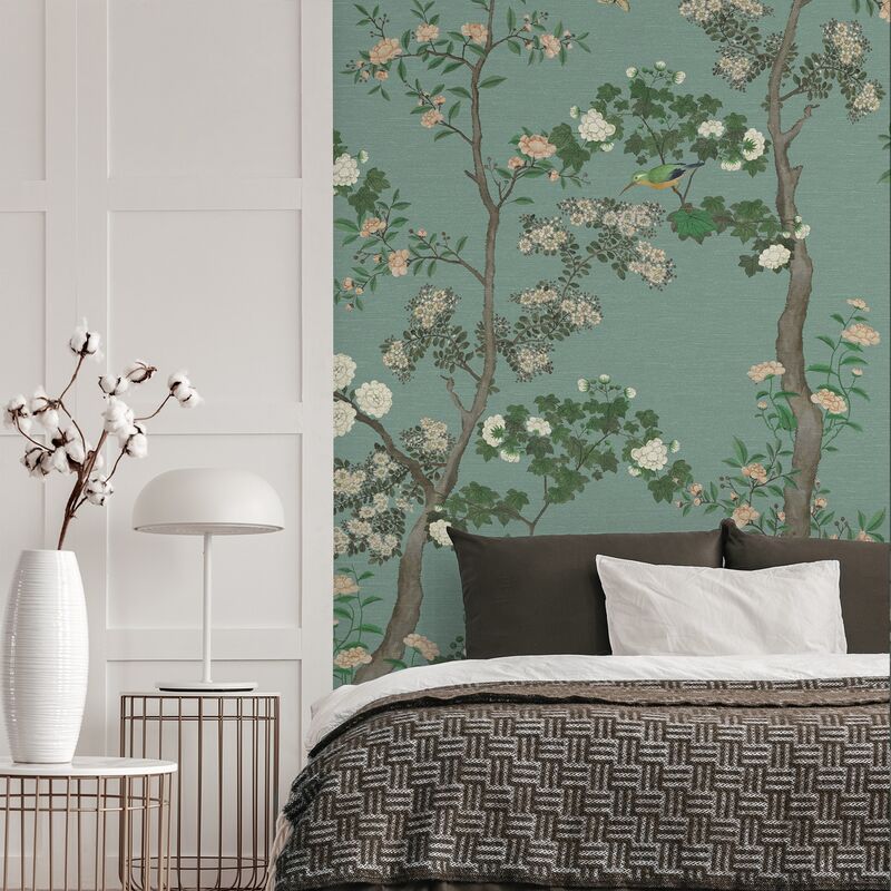 Papier peint panoramique Jardin de Rachel 280 x 300cm Vert sauge