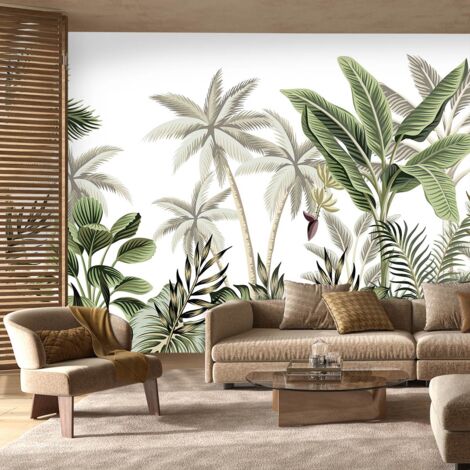 Papier peint panoramique jungle cacao – Dimensions 0,52 x 18,90m – Papier intissé – Pose facile avec colle sur mur – Hxadeco