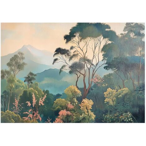 Papier peint panoramique jungle multicolore intissé décoration murale - 150x105cm - Fliselina - Décoration Intérieure
