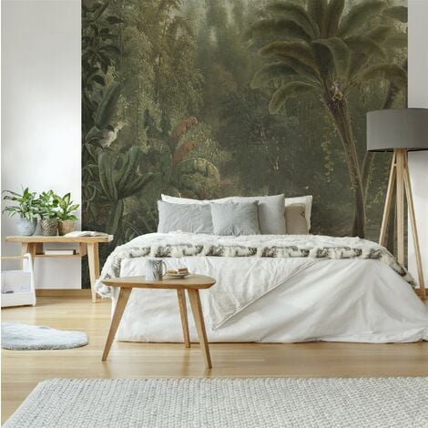 Papier peint panoramique Jungle Un matin au Paradis 280 x 300cm Vert - Vert