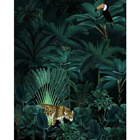 papier peint panoramique jungle vert - Komar